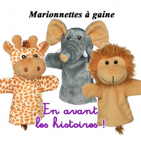 Set de 3 Marionnettes à gaine :  écureuil, lapin et hérisson