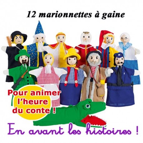 Marionnettes à gaine : Grand assortiment 12 personnages - GOKI