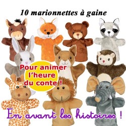 Marionnettes à gaine : Grand assortiment 10 animaux - GOKI