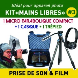 KIT "MAINS LIBRES" Nr 3 - Valise micro parabolique + casque + trépied (Prise de son et Film)