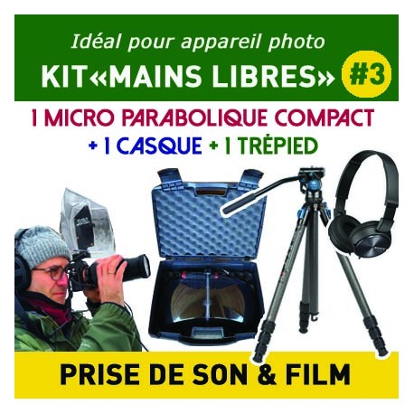 KIT "MAINS LIBRES" Nr 3 - Valise micro parabolique + casque + trépied (Prise de son et Film)